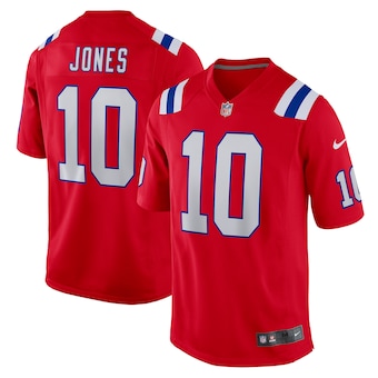 youth nike mac jones red new england patriots game jersey_pi